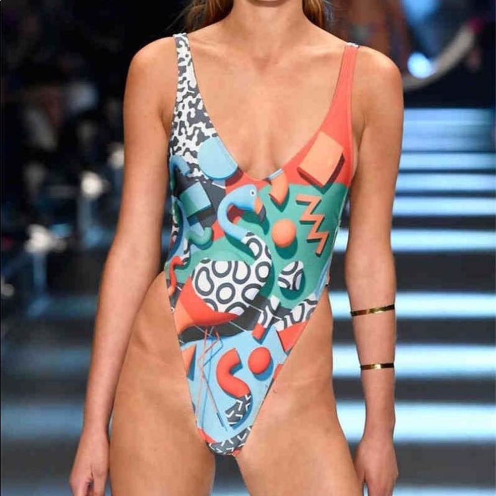Flamingo High Cut 90’s Style Swimsuit